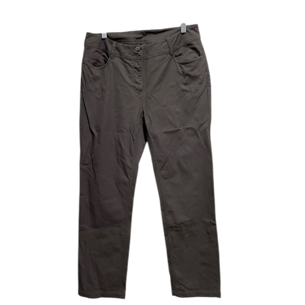 Eileen Fisher Pettit Brown Cotton Spandex Straight Slim Pants Size PS‎